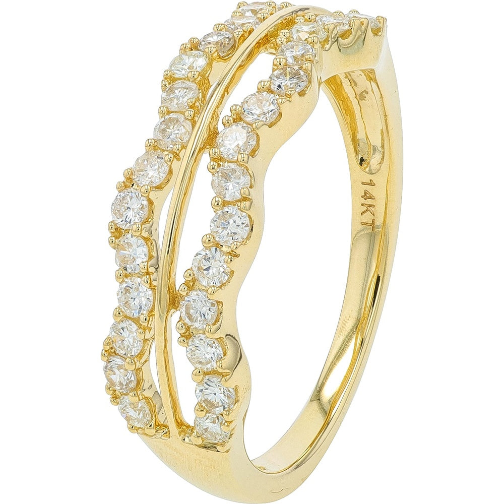 14K Yellow Gold Contoured Split Shank Ring with Prong-Set Round Diamonds - 0.50 Carat Total Diamond Weight