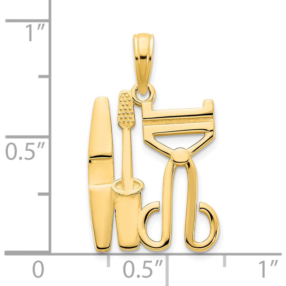 14K Yellow Gold Cosmetic Tools Pendant - Polished Finish, 19mm Length by Oro Pregiato