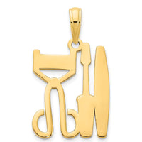 14K Yellow Gold Cosmetic Tools Pendant - Polished Finish, 19mm Length by Oro Pregiato