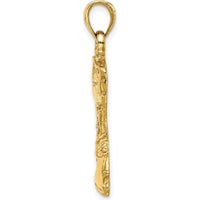 14K Yellow Gold Cowboy Boot with Spur Charm Pendant - Polished Finish by Oro Pregiato
