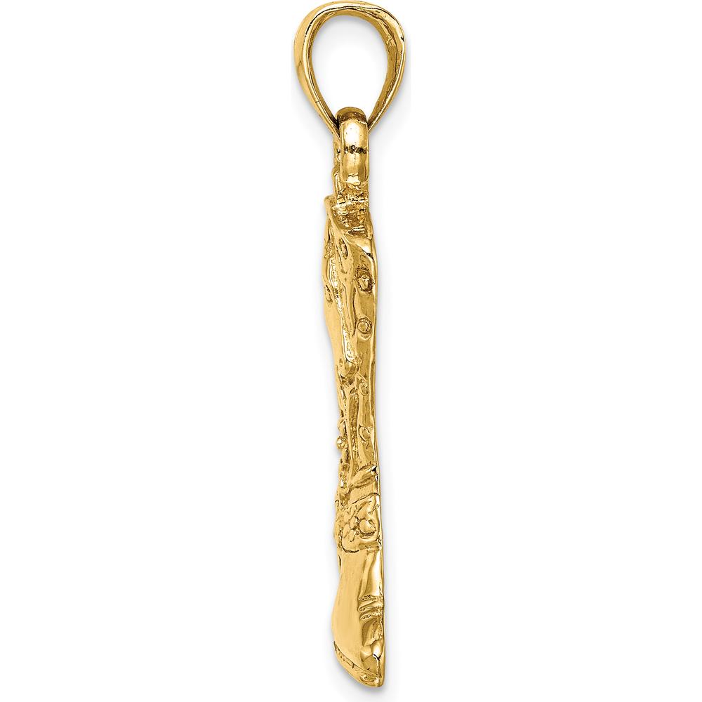 14K Yellow Gold Cowboy Boot with Spur Charm Pendant - Polished Finish by Oro Pregiato