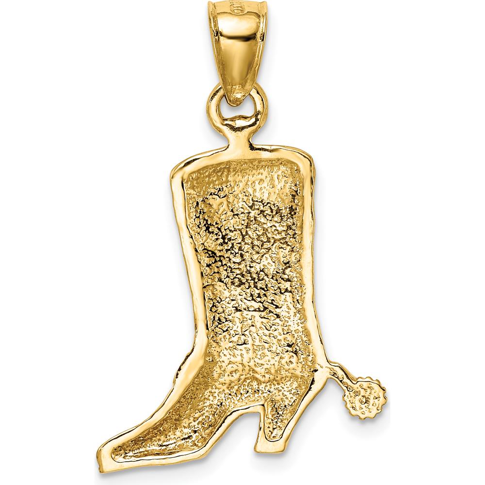 14K Yellow Gold Cowboy Boot with Spur Charm Pendant - Polished Finish by Oro Pregiato