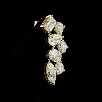 14K Yellow Gold Crawler Earrings with Mixed Cut Lab Diamonds - Emerald, Pear, Oval, and Marquise Cuts - 6.05 Carats Total Diamond Weight - Covaloro Fine Jewelry