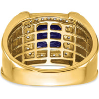 14K Yellow Gold Created Cushion-Cut Sapphire and Diamond Men's Ring - 2.47 Carat Total Gemstone Weight by 0