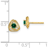 14K Yellow Gold Created Emerald Post Earrings - 0.12 Carat Total Emerald Weight by Oro Pregiato