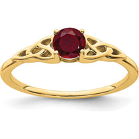 14K Yellow Gold Created Ruby Celtic Knot Ring - 4.5mm Round Lab Created Ruby by 0
