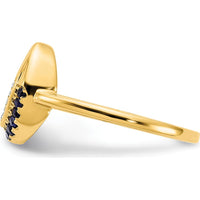 14K Yellow Gold Crescent Moon Ring with Round Sapphires and Diamonds - 0.07 Carat Total Gem Weight by 0