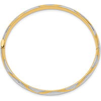 14K Yellow Gold Criss-Cross Hinged Children's Bangle with White Rhodium Accents by Oro Pregiato