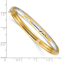 14K Yellow Gold Criss-Cross Hinged Children's Bangle with White Rhodium Accents by Oro Pregiato