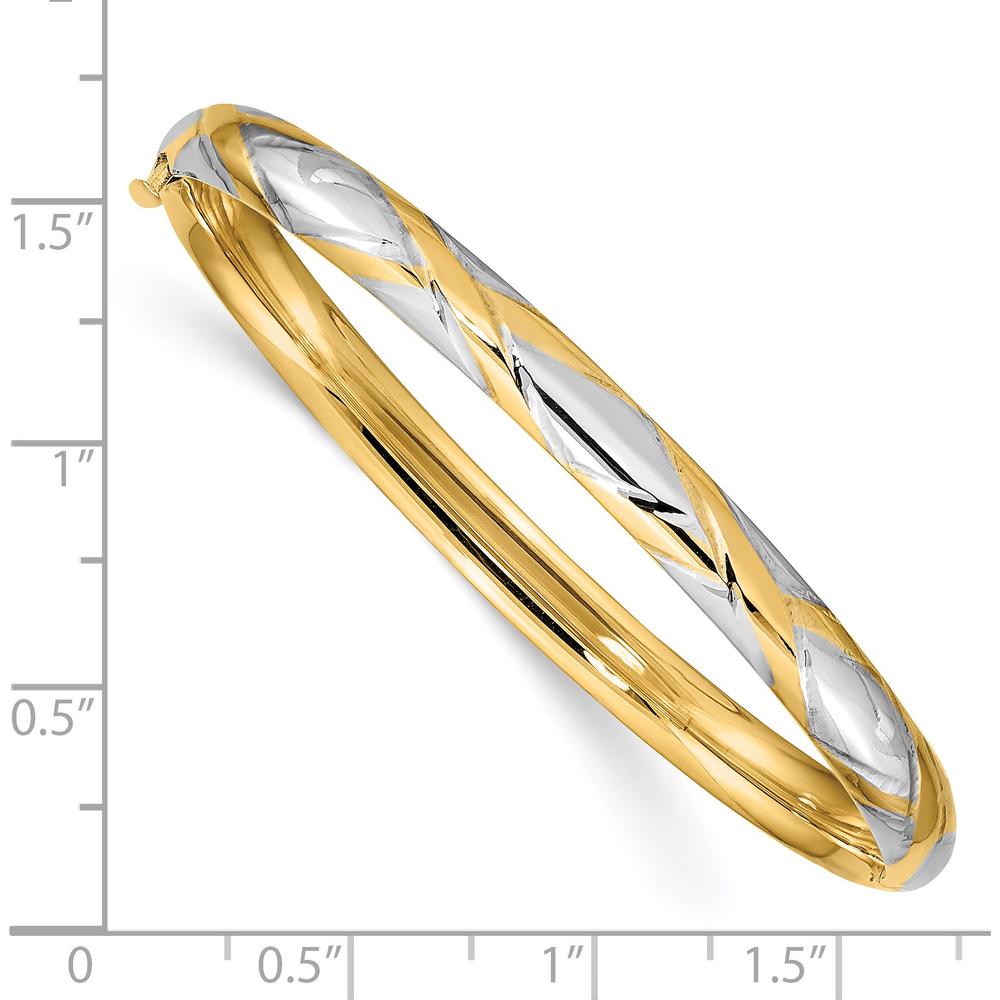 14K Yellow Gold Criss-Cross Hinged Children's Bangle with White Rhodium Accents by Oro Pregiato