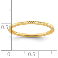 14K Yellow Gold Criss-Cross Pattern Stackable Band - Size 6.5 by 0