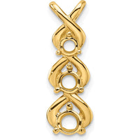 14K Yellow Gold Criss-Cross Three-Stone Pendant Mounting with Prong Set Round Stones - 4mm, 3.5mm, 3.1mm by Oro Pregiato