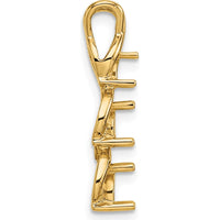 14K Yellow Gold Criss-Cross Three-Stone Pendant Mounting with Prong Set Round Stones - 4mm, 3.5mm, 3.1mm by Oro Pregiato