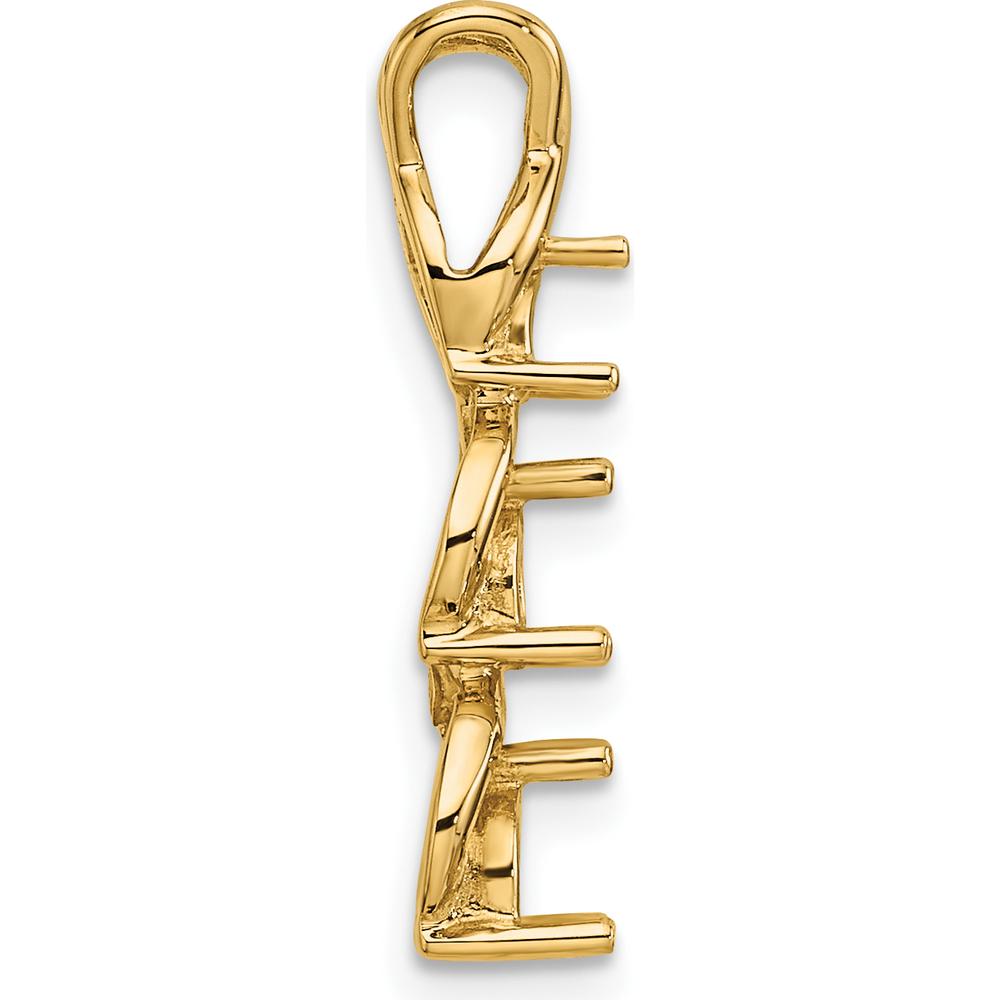 14K Yellow Gold Criss-Cross Three-Stone Pendant Mounting with Prong Set Round Stones - 4mm, 3.5mm, 3.1mm by Oro Pregiato