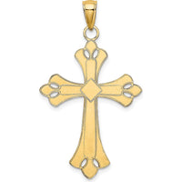 14K Yellow Gold Cross Charm with Scalloped Edges and Rhodium Accents - 31.9mm Length by Oro Pregiato