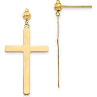 14K Yellow Gold Cross Dangle Post Earrings - 33mm Length by Oro Pregiato
