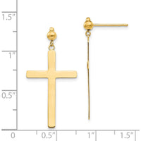 14K Yellow Gold Cross Dangle Post Earrings - 33mm Length by Oro Pregiato