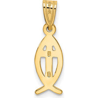 14K Yellow Gold Cross Ichthus Fish Charm Pendant - Faith and Spiritual Symbol by Oro Pregiato