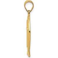 14K Yellow Gold Cross Ichthus Fish Pendant - 26mm Length by Oro Pregiato
