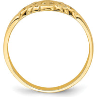 14K Yellow Gold Cross Inside Oval Ring with Scroll and Heart Design by 0