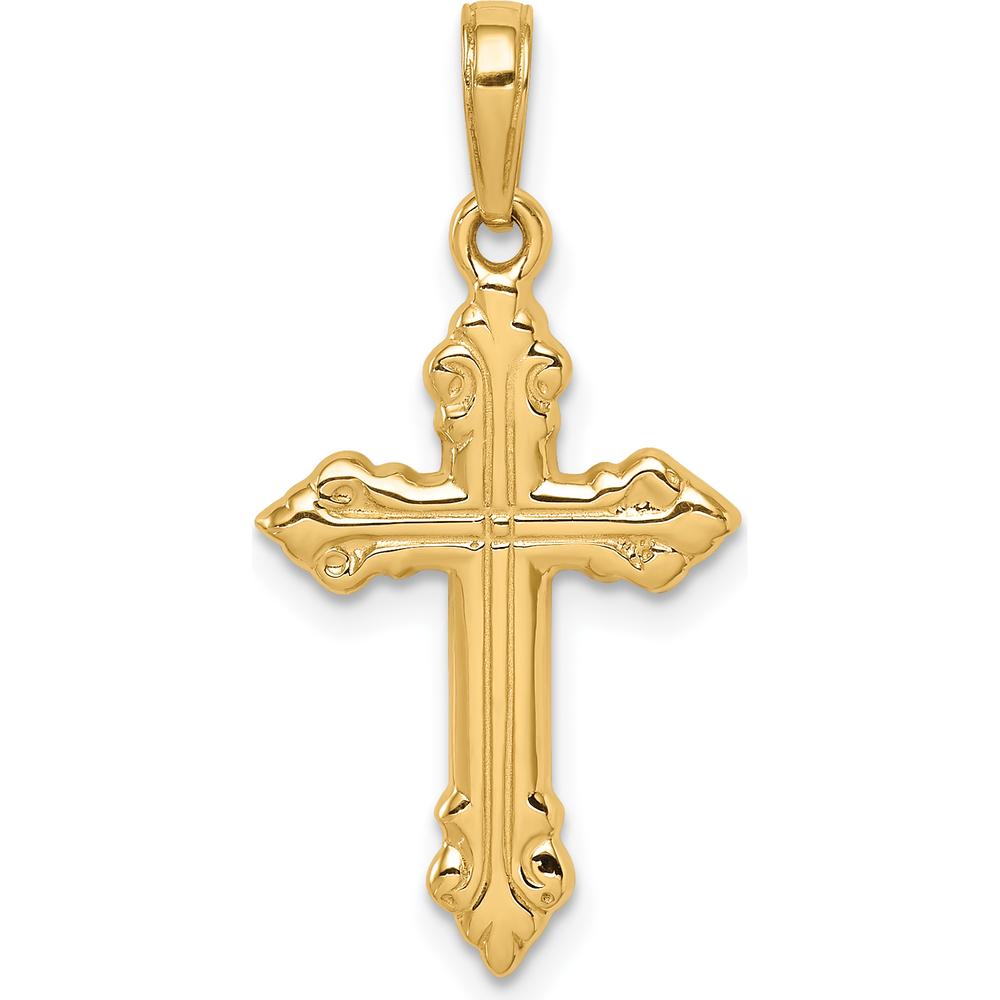 14K Yellow Gold Cross Pendant - 28mm x 15mm by Oro Pregiato