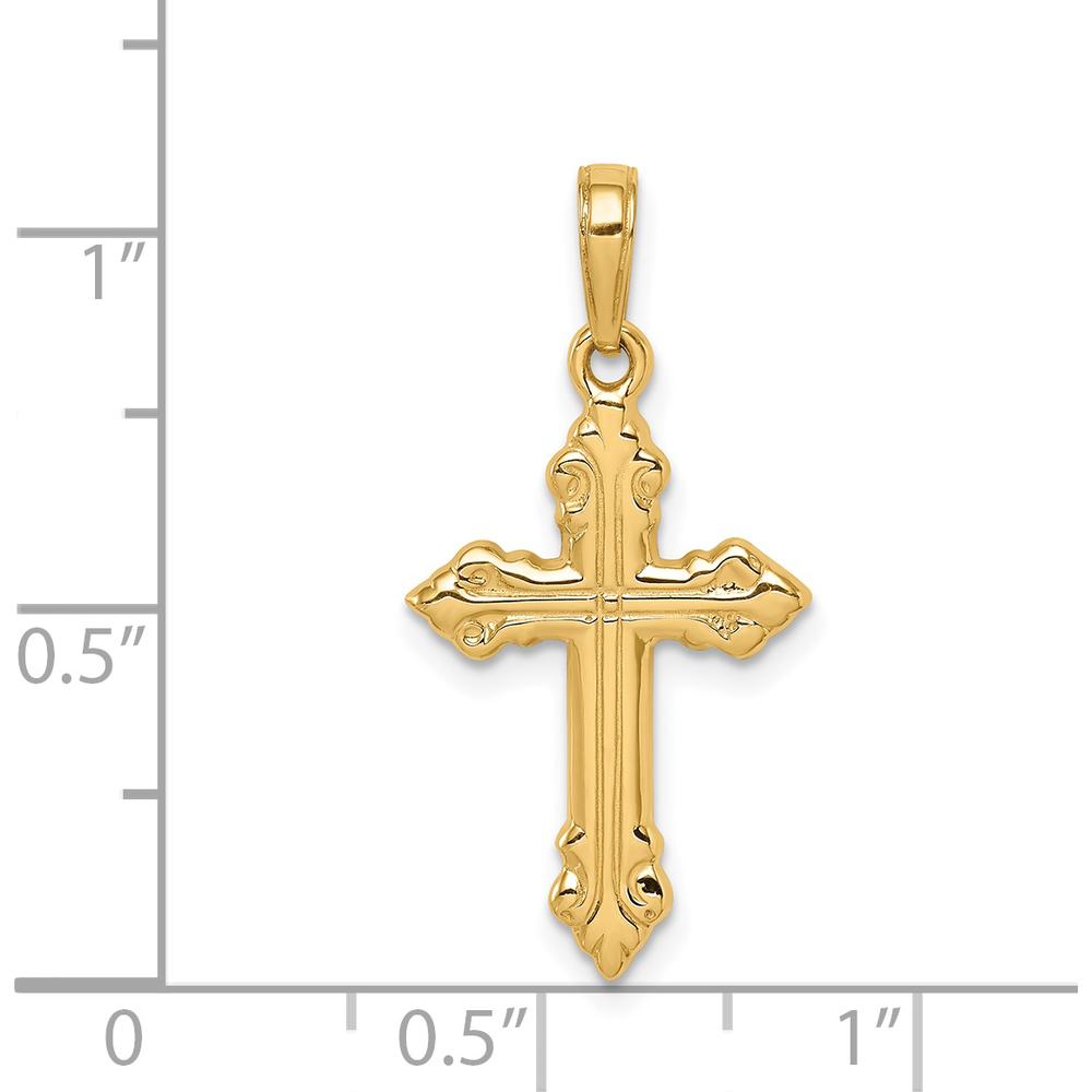14K Yellow Gold Cross Pendant - 28mm x 15mm by Oro Pregiato