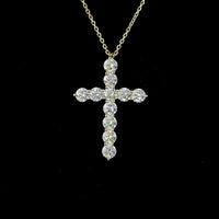 14K Yellow Gold Cross Pendant Necklace with 11 Round Brilliant Lab-Grown Diamonds - 1.94 Carat Total Weight, E-F Color, VS Clarity - Covaloro Fine Jewelry