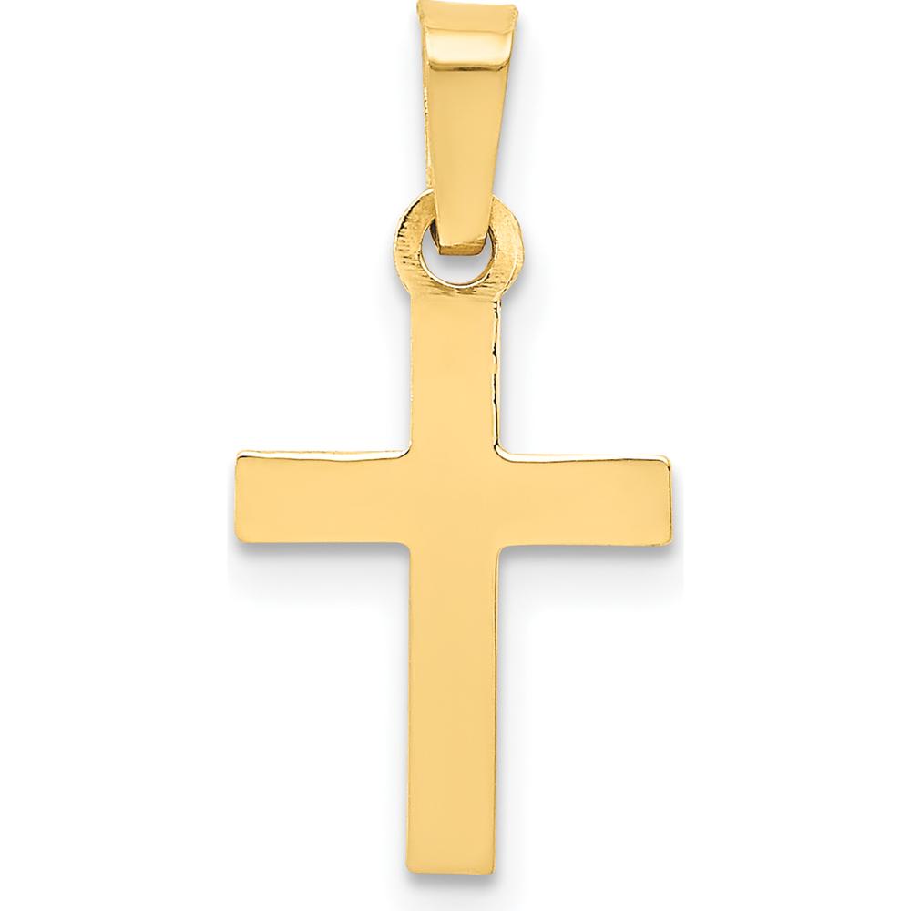 14K Yellow Gold Cross Pendant - Polished and Die-Struck Design by Oro Pregiato