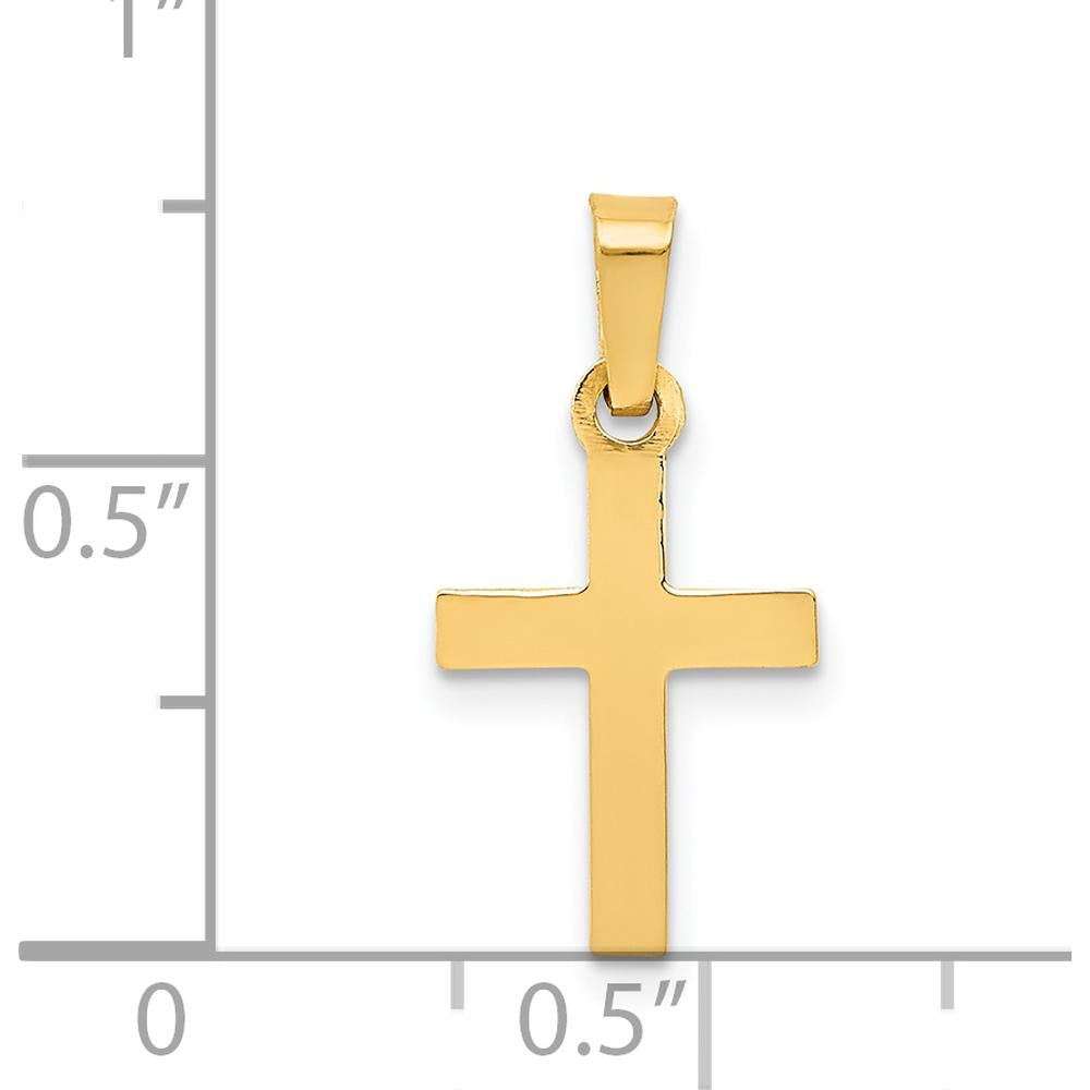14K Yellow Gold Cross Pendant - Polished and Die-Struck Design by Oro Pregiato