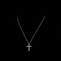 14K Yellow Gold Cross Pendant with 11 Brilliant Cut Lab Diamonds - 1.57 Carat Total Weight, E-F Color, VS1 Clarity - Covaloro Fine Jewelry