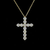 14K Yellow Gold Cross Pendant with 11 Brilliant Cut Lab Diamonds - 1.57 Carat Total Weight, E-F Color, VS1 Clarity - Covaloro Fine Jewelry