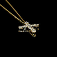 14K Yellow Gold Cross Pendant with 11 Brilliant Cut Lab Diamonds - 1.57 Carat Total Weight, E-F Color, VS1 Clarity - Covaloro Fine Jewelry