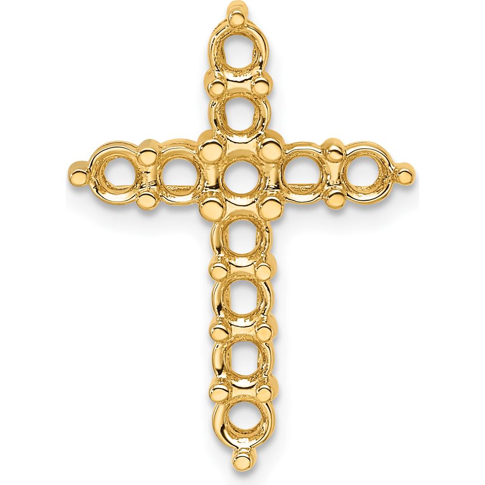 14K Yellow Gold Cross Pendant with 11 Round Diamonds - 3.1mm Stones, Polished Finish by Monteluci Fine Jewelry