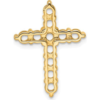 14K Yellow Gold Cross Pendant with 11 Round Diamonds - 3.1mm Stones, Polished Finish by Monteluci Fine Jewelry