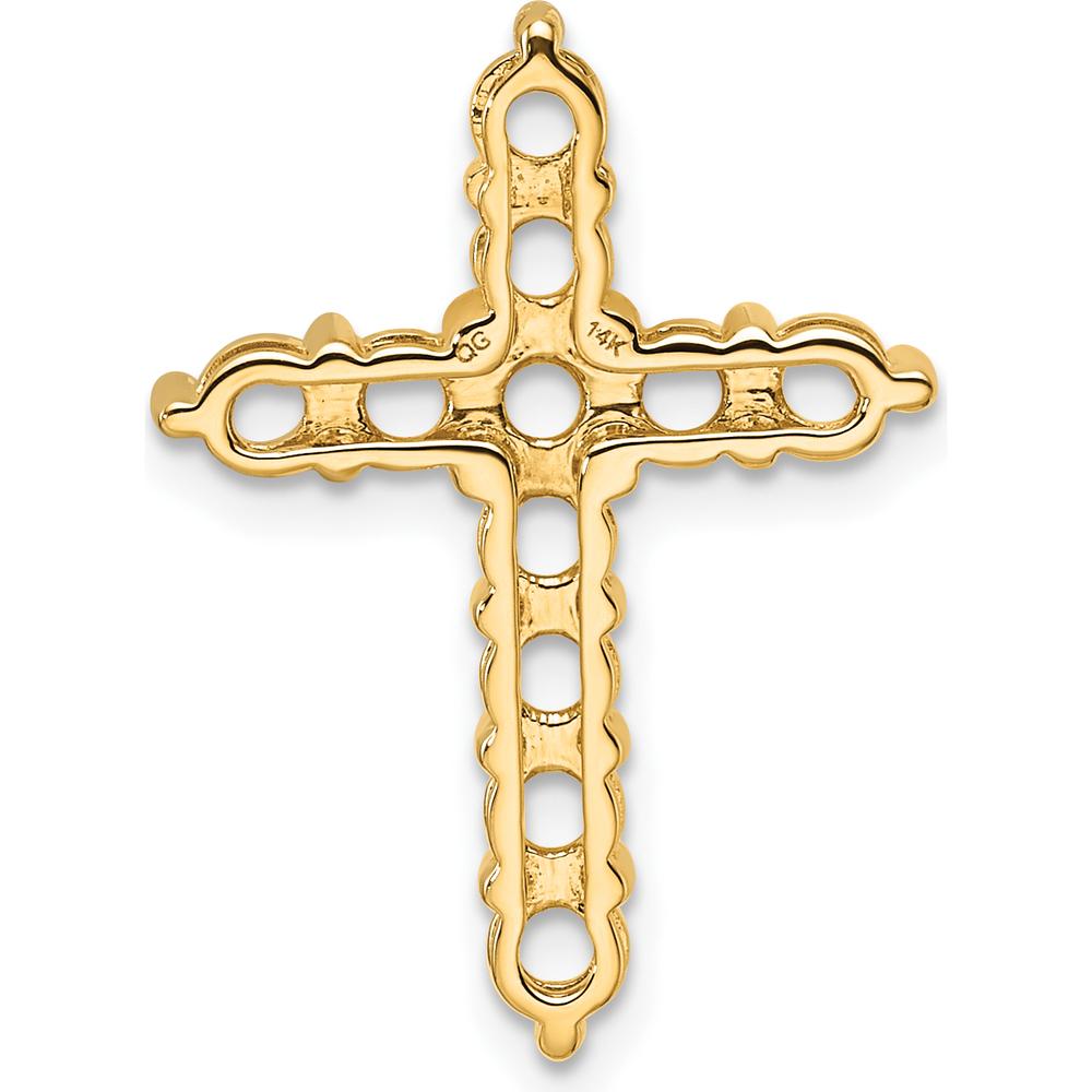 14K Yellow Gold Cross Pendant with 11 Round Diamonds - 3.1mm Stones, Polished Finish by Monteluci Fine Jewelry