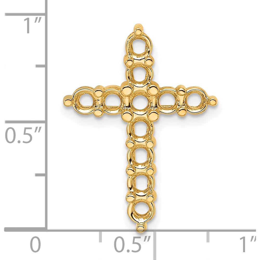 14K Yellow Gold Cross Pendant with 11 Round Diamonds - 3.1mm Stones, Polished Finish by Monteluci Fine Jewelry