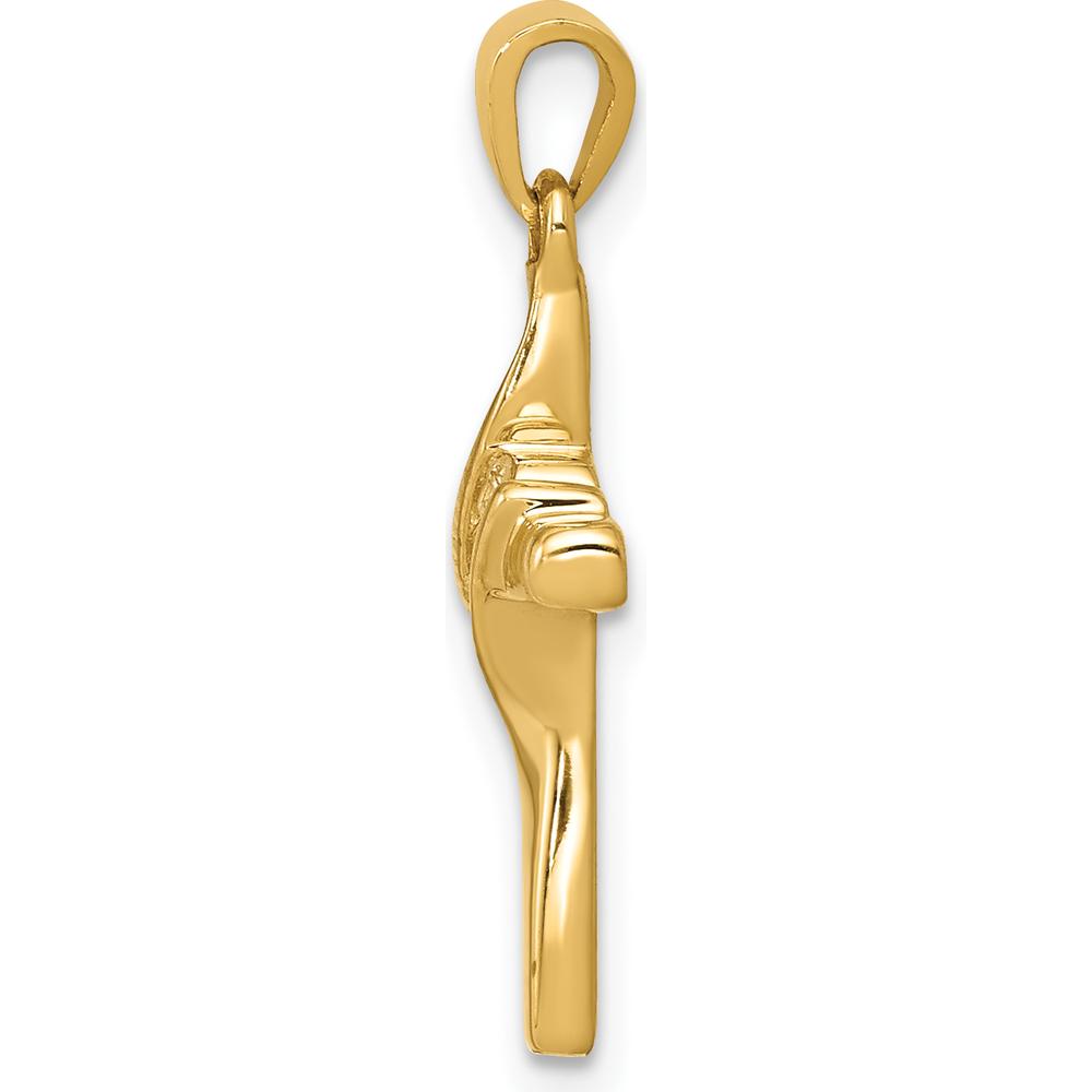 14K Yellow Gold Cross Pendant with 3 Channel-Set Round Diamonds - 1/20 Carat Total Diamond Weight by Monteluci Fine Jewelry