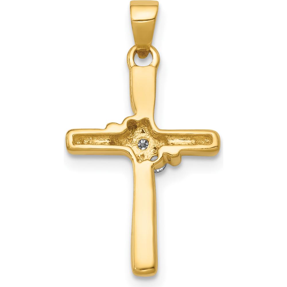 14K Yellow Gold Cross Pendant with 3 Channel-Set Round Diamonds - 1/20 Carat Total Diamond Weight by Monteluci Fine Jewelry