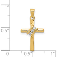 14K Yellow Gold Cross Pendant with 3 Channel-Set Round Diamonds - 1/20 Carat Total Diamond Weight by Monteluci Fine Jewelry