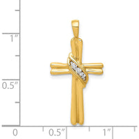 14K Yellow Gold Cross Pendant with 3 Round Diamonds - 1/20 Carat Total Diamond Weight by Monteluci Fine Jewelry
