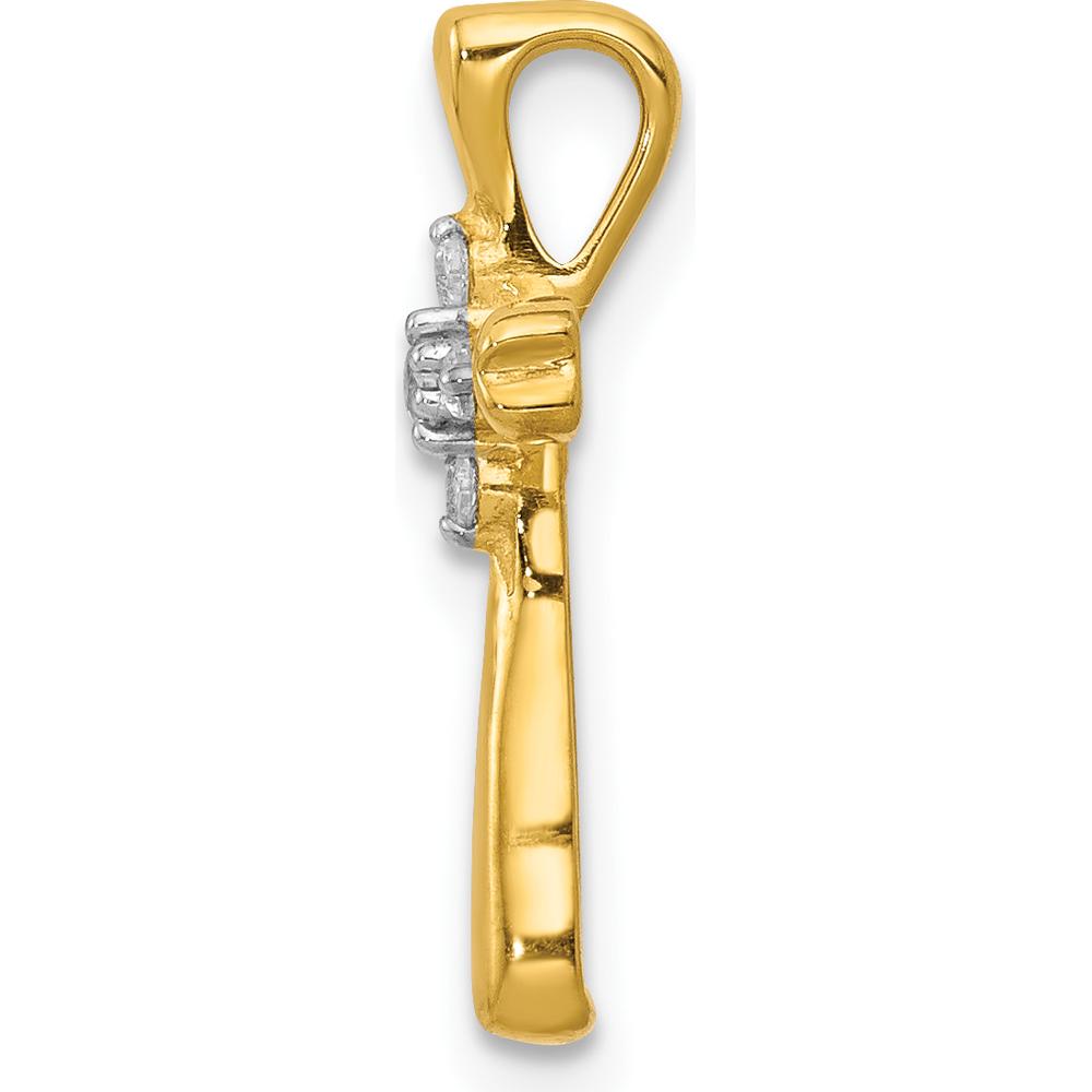 14K Yellow Gold Cross Pendant with 5 Round Diamonds - 0.023 Carat Total Diamond Weight by Monteluci Fine Jewelry