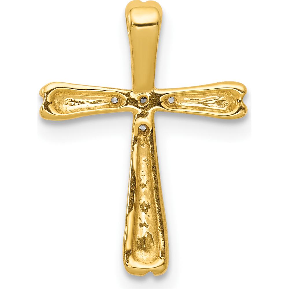 14K Yellow Gold Cross Pendant with 5 Round Diamonds - 0.023 Carat Total Diamond Weight by Monteluci Fine Jewelry