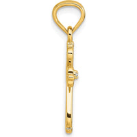 14K Yellow Gold Cross Pendant with Diamond Accent - Heart Shaped Design by Oro Pregiato