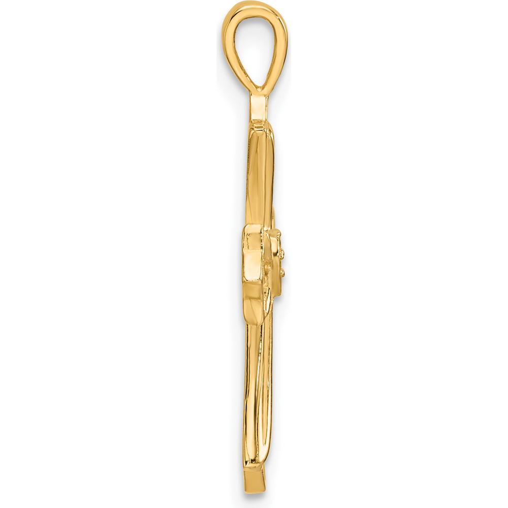 14K Yellow Gold Cross Pendant with Heart Center - Polished Finish by Monteluci Fine Jewelry