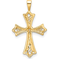 14K Yellow Gold Cross Pendant with Heart Center - Polished Finish by Monteluci Fine Jewelry