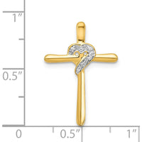 14K Yellow Gold Cross Pendant with Heart Design and Round Diamond Accents - 0.02 Carat Total Diamond Weight by Monteluci Fine Jewelry
