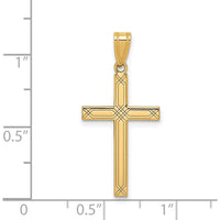 14K Yellow Gold Cross Pendant with Laser Design - 29mm Length by Oro Pregiato