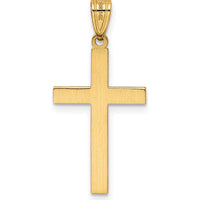 14K Yellow Gold Cross Pendant with Laser Design - 29mm Length by Oro Pregiato