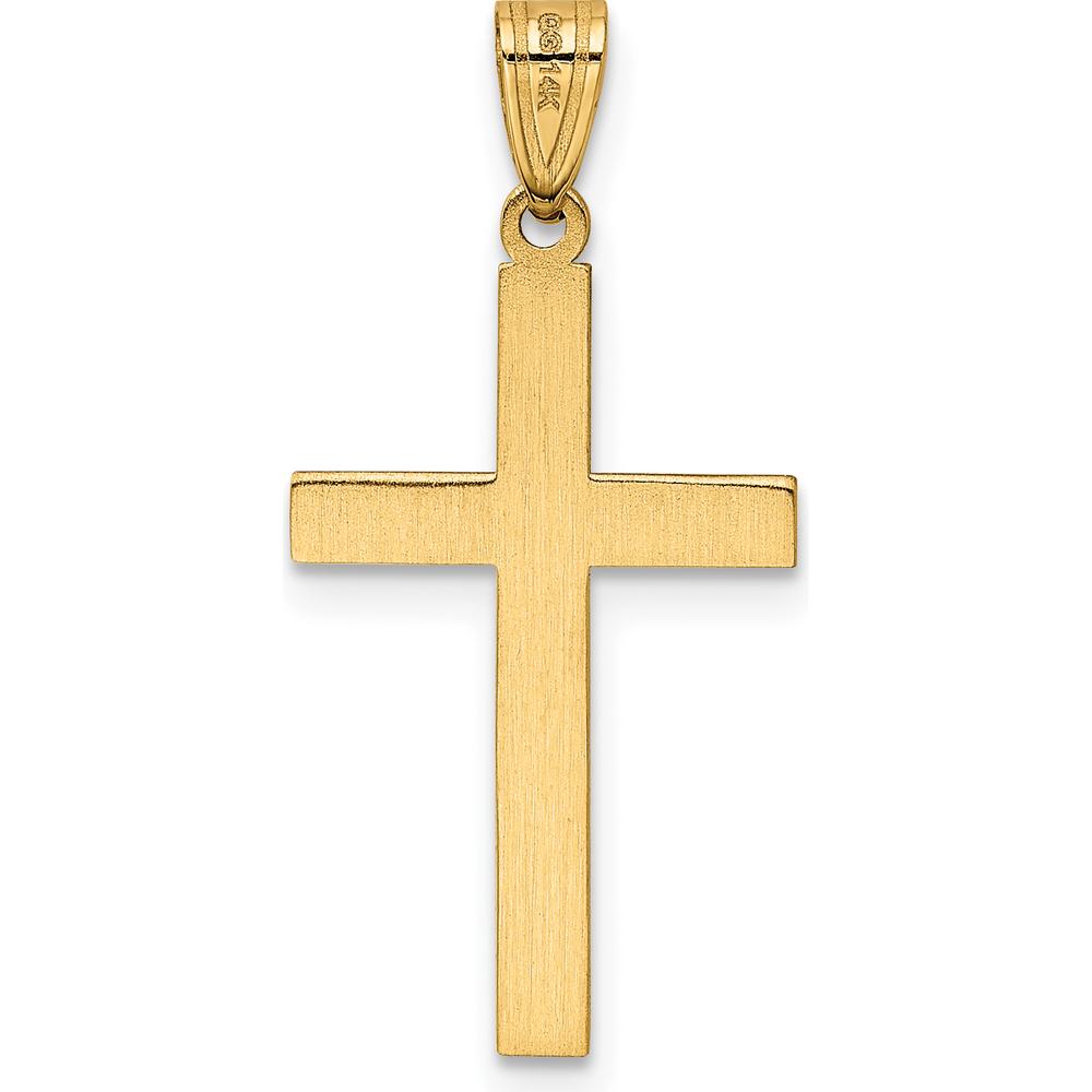 14K Yellow Gold Cross Pendant with Laser Design - 29mm Length by Oro Pregiato