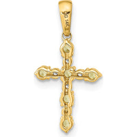 14K Yellow Gold Cross Pendant with Natural Peridot and Diamond Accents - 0.23 Carat Total Peridot Weight, 0.01 Carat Diamond Weight by Oro Pregiato